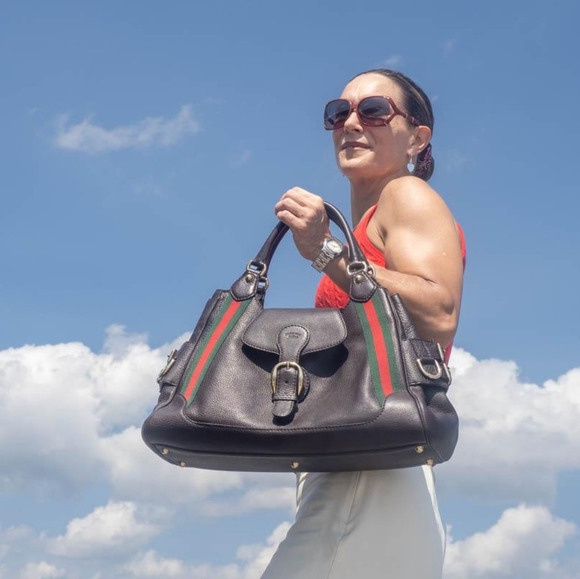 Gucci Handbags - Gucci Heritage Web Leather Shoulder Bag